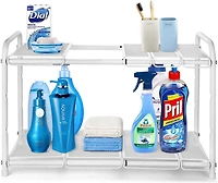 NEX™ White 2 Tier Expandable Cabinet Shelf Organizer Rack