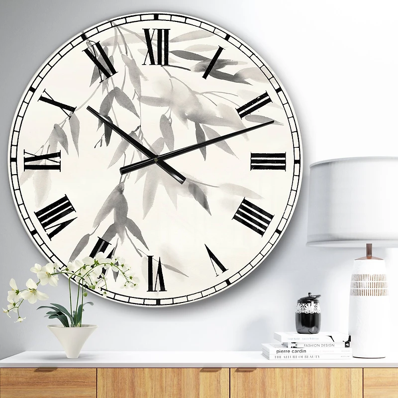 Designart 'Simplist Bamboo Leaves Iv Lodge Wall Clock