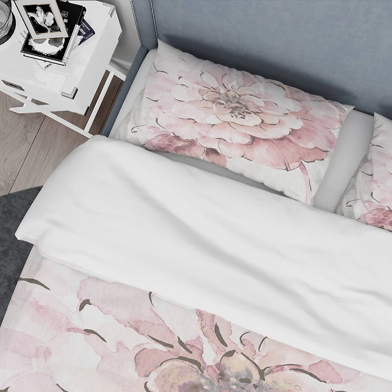 Designart 'Indigold Shabby Peonies Pink' Shabby Bedding Set