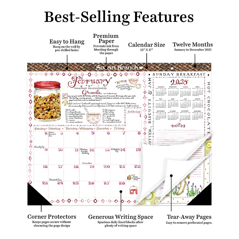 TF Publishing Large 2025 Susan Branch Monthly Blotter Desk Pad Calendar