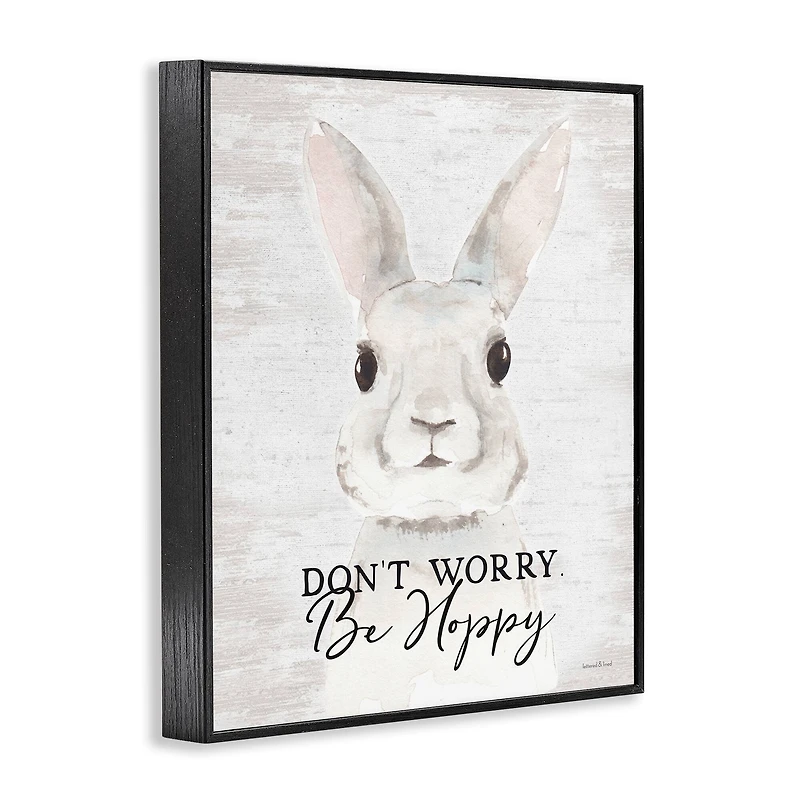 Stupell Industries Don't Worry Be Hoppy Easter Bunny Rabbit Pun Framed Giclee Art
