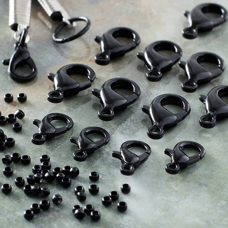 8 Pack: Black Lobster Clasps with Crimps by Bead Landing™
