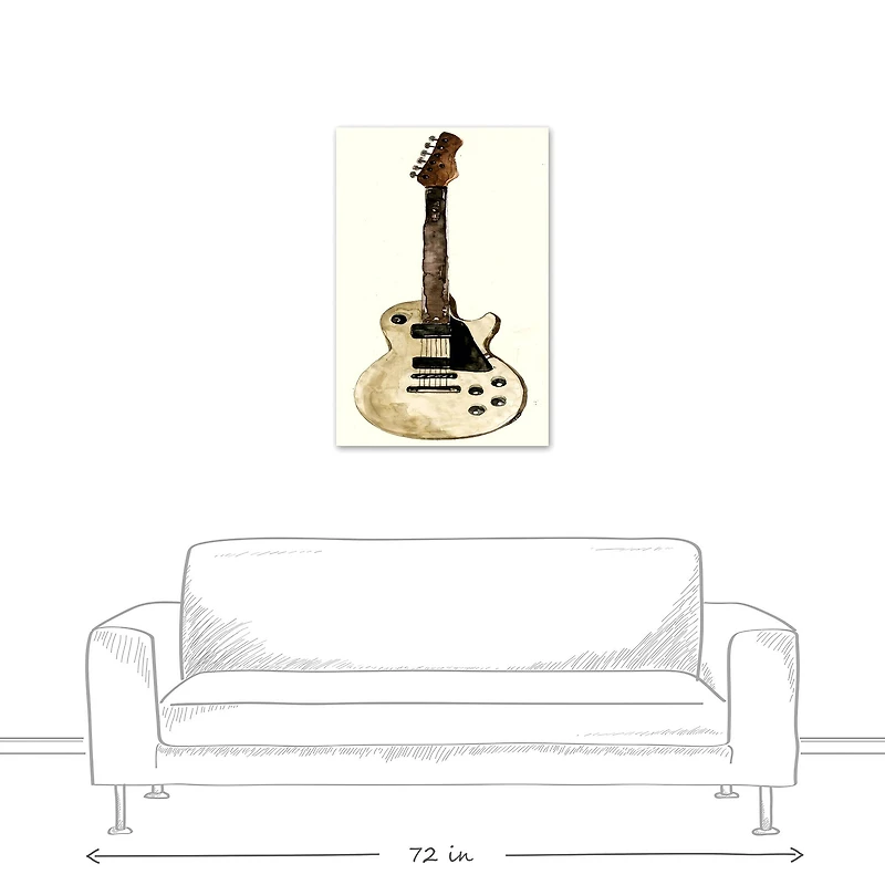 White Guitar 24" x 36" Canvas Wall Art