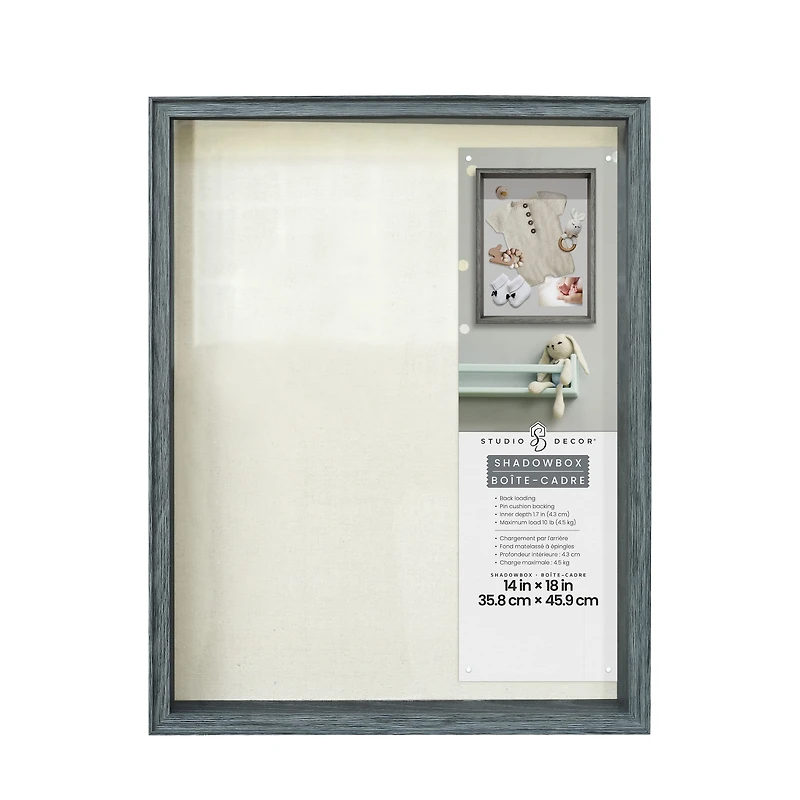 14" x 18" Gray Wood Grain Shadow Box by Studio Décor®