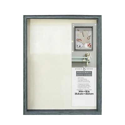 14" x 18" Gray Wood Grain Shadow Box by Studio Décor®