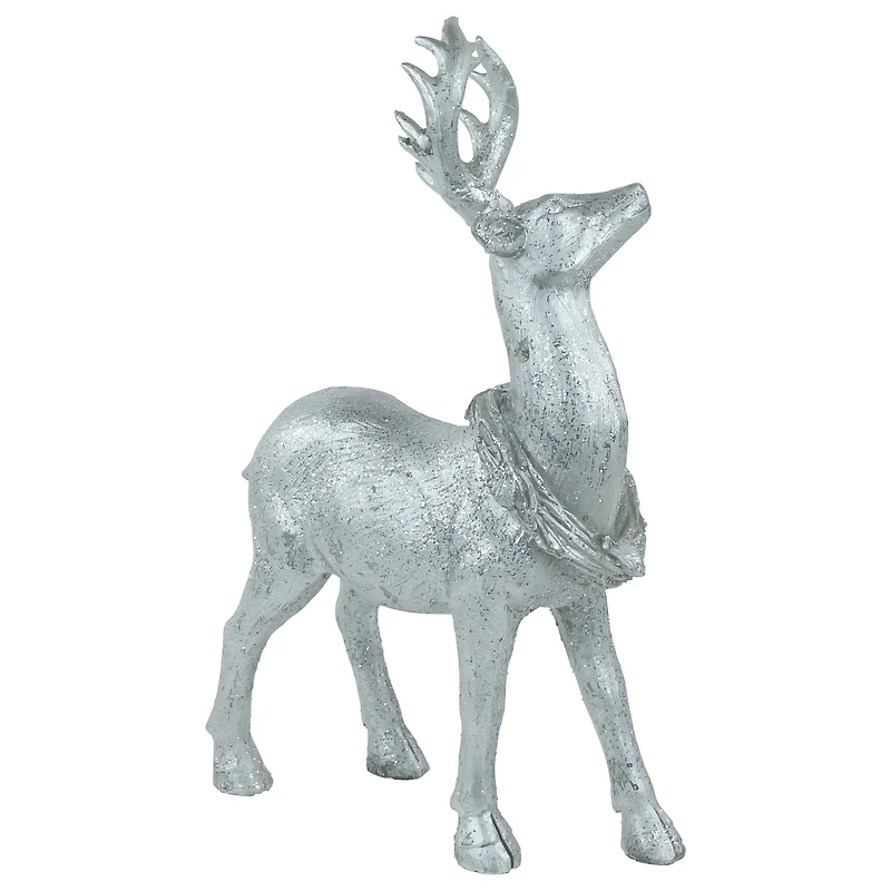 10.75" Silver Reindeer Glittered Christmas Tabletop Decoration