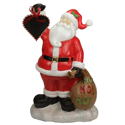 19" Red Santa Holding Toy Sack & Blackboard Christmas Statue