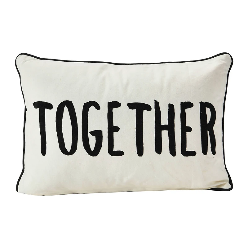 Hello Honey® Cream & Black Better Together Applique Lumbar Pillow
