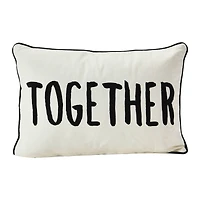 Hello Honey® Cream & Black Better Together Applique Lumbar Pillow