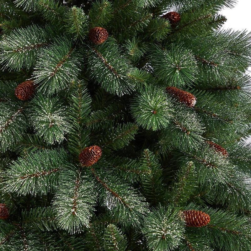 8ft. Unlit Snowed French Alps Mountain Pine Artificial Christmas Tree with Pinecones