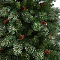 8ft. Unlit Snowed French Alps Mountain Pine Artificial Christmas Tree with Pinecones