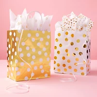 Medium Gold & White Polka Dot Gift Bag Value Pack by Celebrate It™