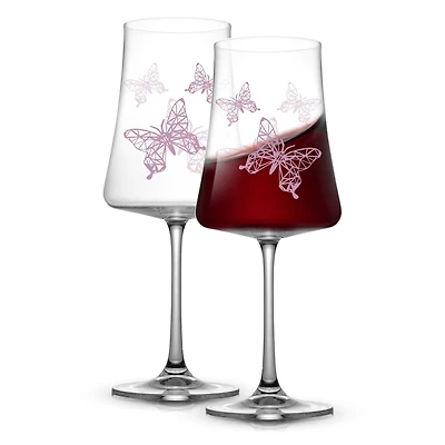 JoyJolt® 21oz. Meadow Butterfly Crystal Red Wine Glasses Set, 2ct.