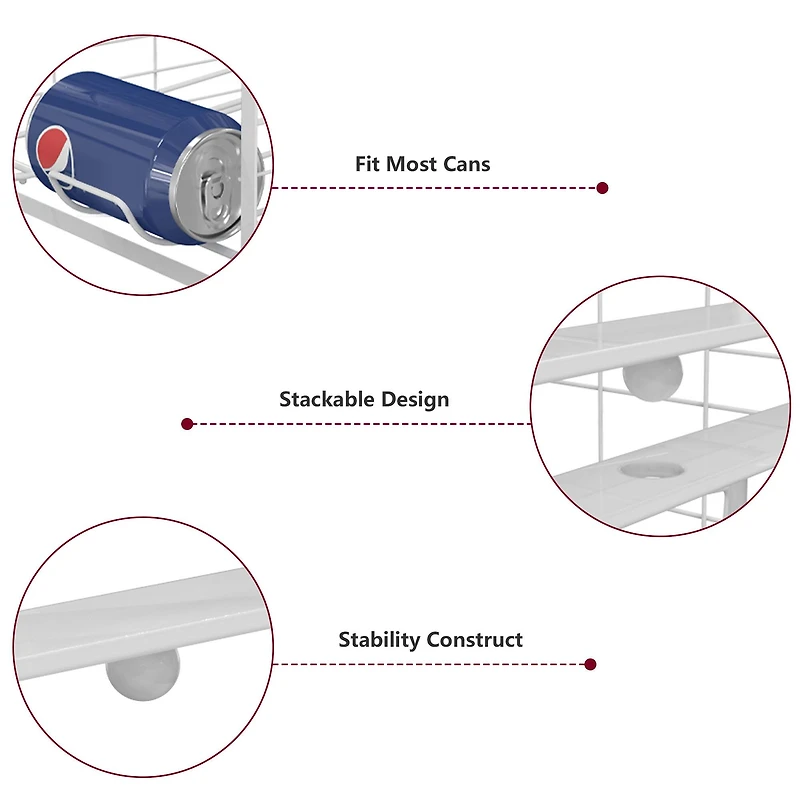 White 12oz. Can Organizer Rack Dispensers