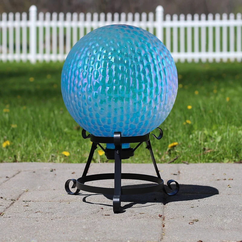 10" Iridescent Blue and Purple Textured Glass Gazing Ball