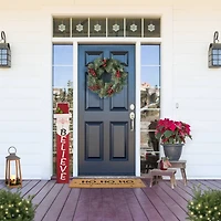Glitzhome® 24" Christmas Sugared Pine Needle & Berry Wreath