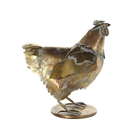 13.25" Bronze Patina Chicken Metal Garden Sculpture