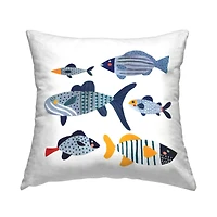 Stupell Industries Mixed Tropical Fish Patterned Kids Animals Throw Pillow, 18" x 18"