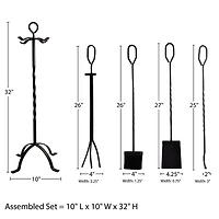 Hastings Home Black Fireplace Tool Set & Stand