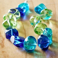 12 Pack: Blue & Green Glass Nugget Beads by Bead Landing™