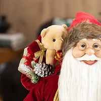 Glitzhome® 35.5" Faux Fur Traditional Christmas Santa Figurine