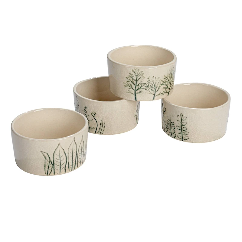 Hello Honey® 4" Cream Stoneware Botanicals Bowl Set