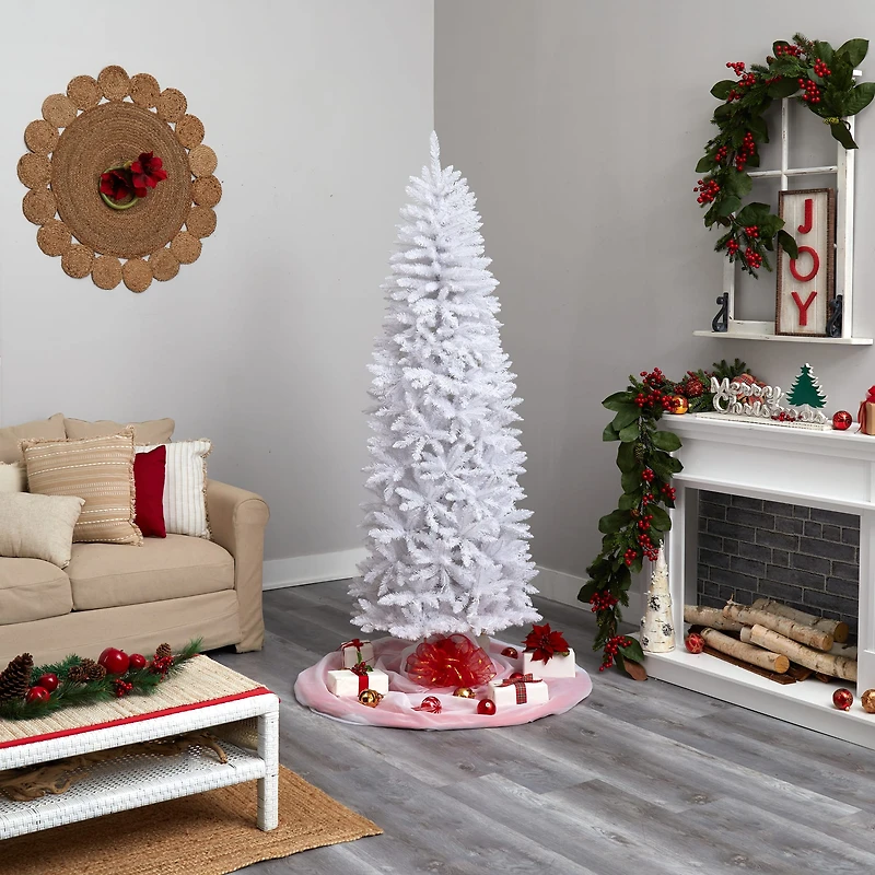 7ft. Unlit Slim White Artificial Christmas Tree