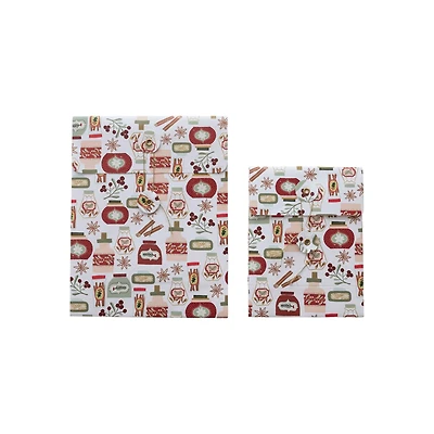 Hello Honey Multicolor Holiday Patterns Printed Paper Gift Bags, 2ct.