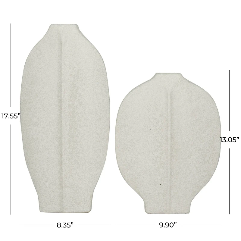 CosmoLiving by Cosmopolitan White Ceramic Textured Vase Set of 2 18", 13"