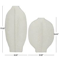CosmoLiving by Cosmopolitan White Ceramic Textured Vase Set of 2 18", 13"