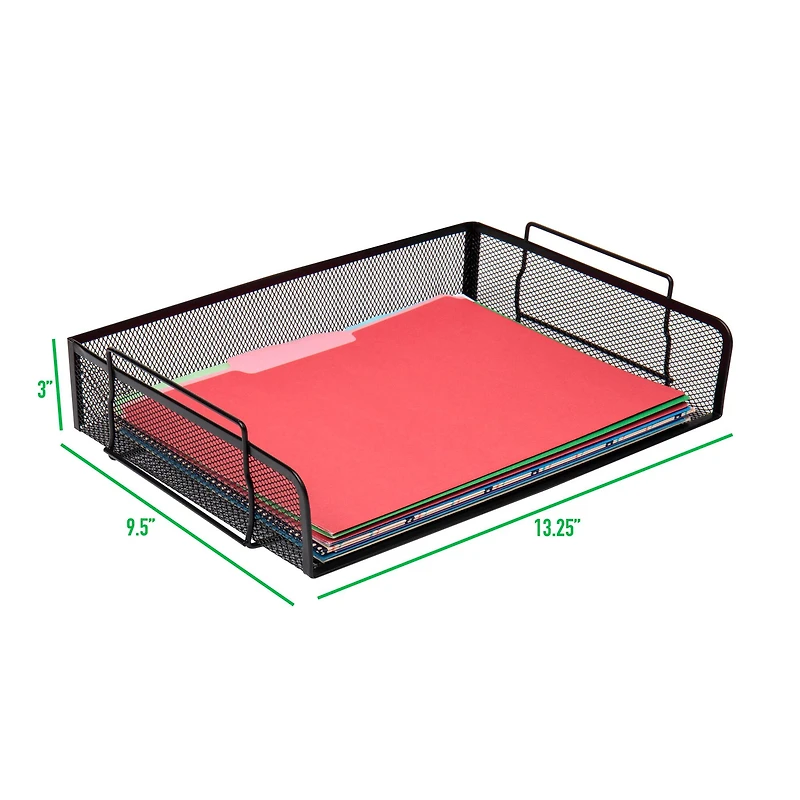 Mind Reader 4 Pack Black Stackable Metal Mesh Tray and Desk Document Organizer