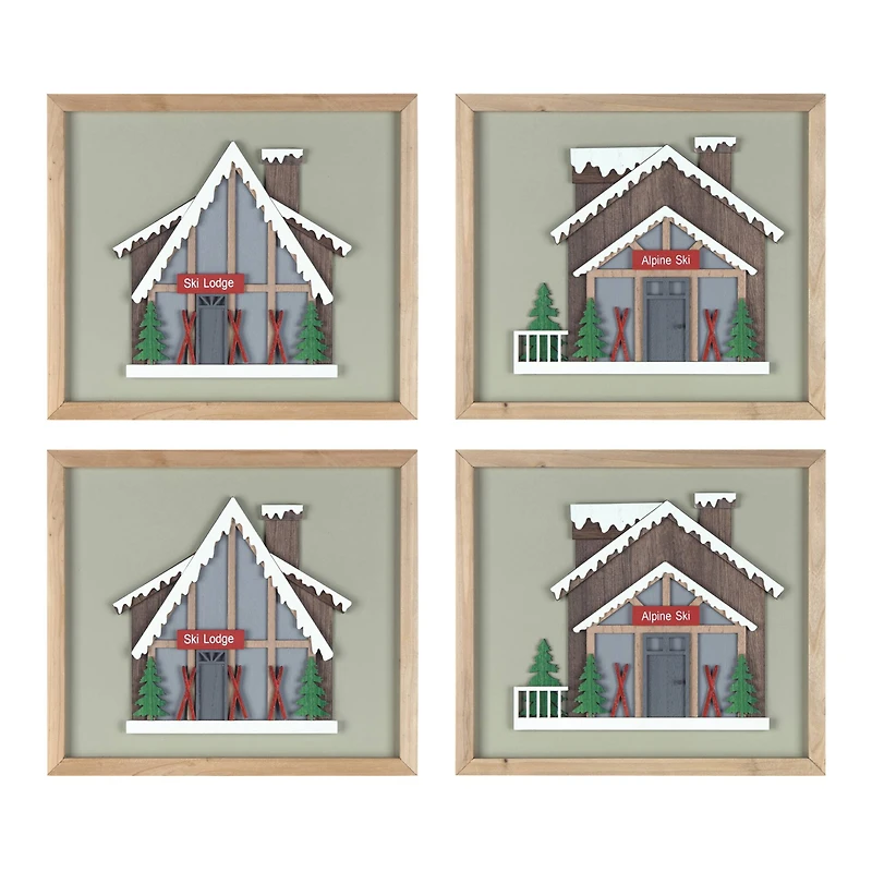 Framed Ski Lodge Wall Art Set