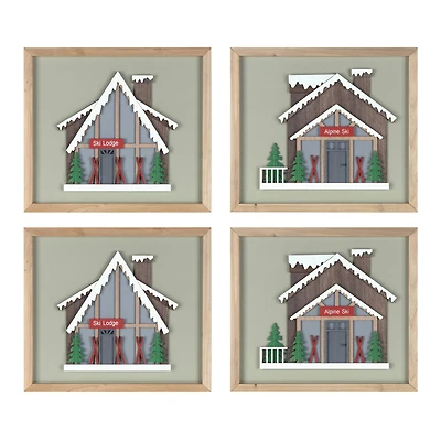 Framed Ski Lodge Wall Art Set