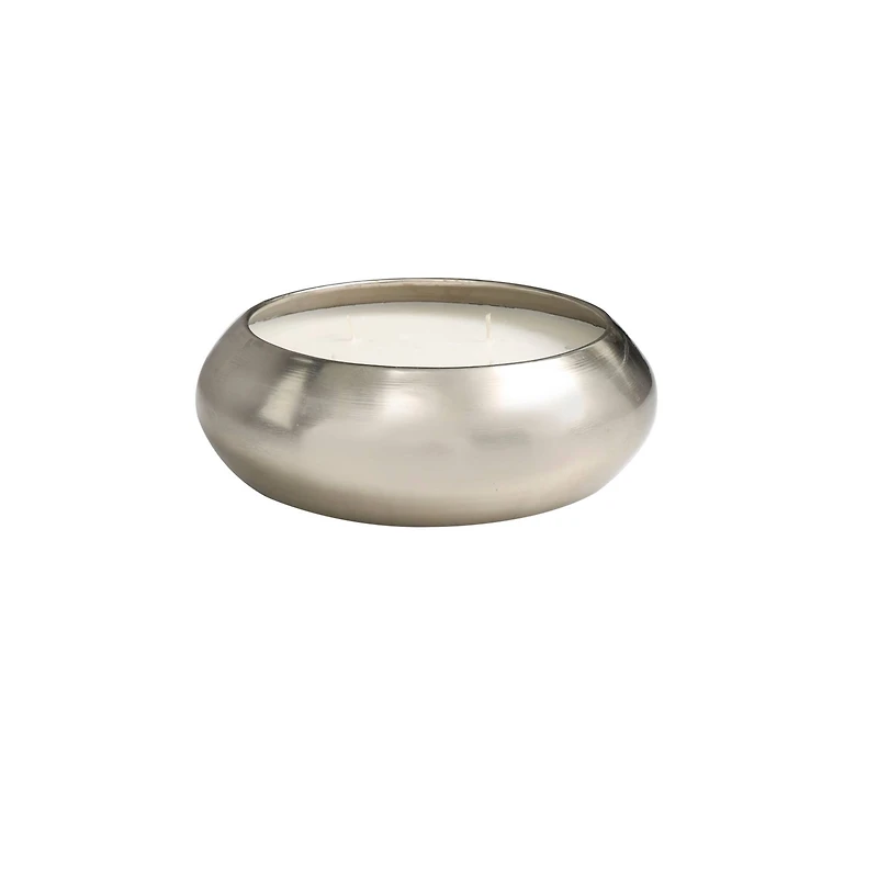 Sweet Bamboo Scented 4-Wick Candle in Wide Silver Bowl