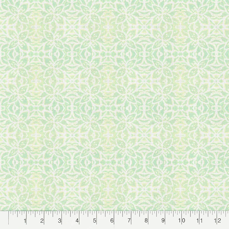 Fabric Editions Abstract Green Daisy Cotton Fabric