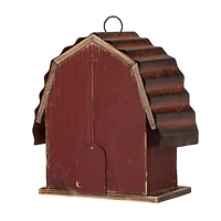 Glitzhome® 10" Hanging Wooden Red Barn Garden Birdhouse