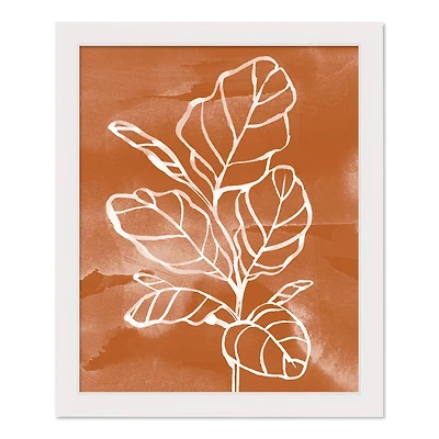 Orange Fiddleleaf Fig White Framed Print Under Plexiglass