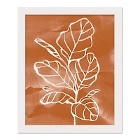 Orange Fiddleleaf Fig White Framed Print Under Plexiglass