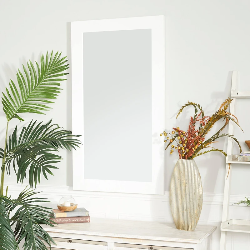 White Wood Contemporary Wall Mirror 24" x 42"