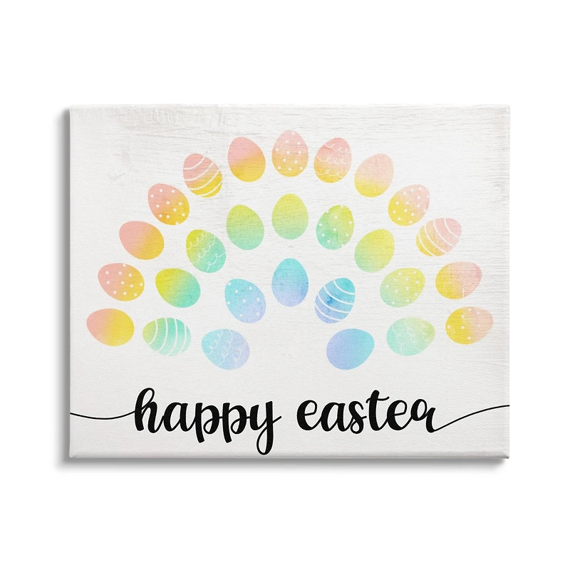 Stupell Industries Happy Easter Phrase Patterned Egg Rainbow Canvas Wall Art