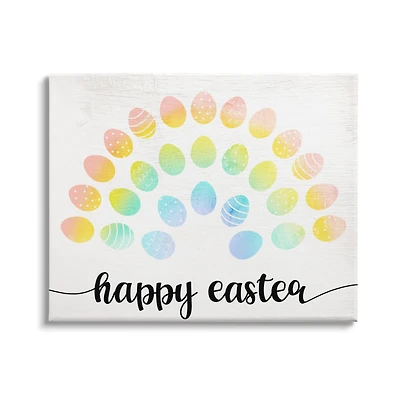Stupell Industries Happy Easter Phrase Patterned Egg Rainbow Canvas Wall Art