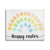 Stupell Industries Happy Easter Phrase Patterned Egg Rainbow Canvas Wall Art