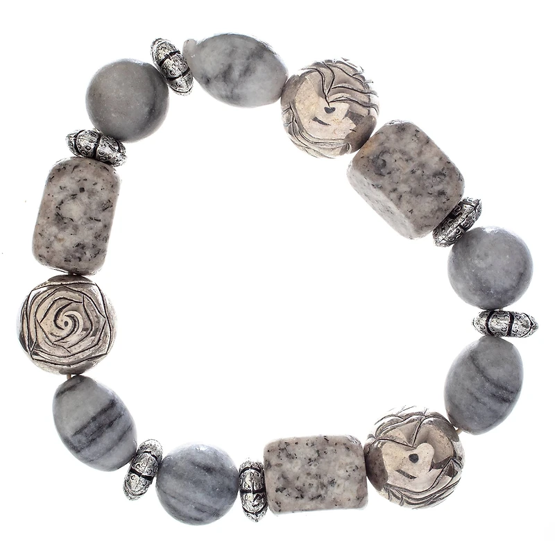 John Bead Jasper No.84 Natural Stone Stretch Bracelet