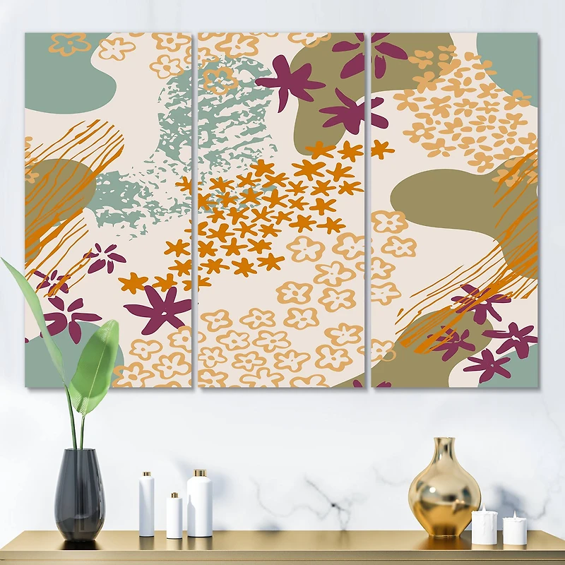 Designart - Flowers Silhouettes and Fluid Shapes