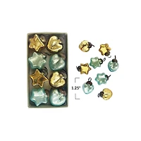 Hello Honey® Gold & Mint Mercury Glass Heart & Star Ornament Set