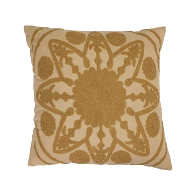 Hello Honey® Natural & Beige Embroidery Cotton Pillow