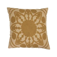 Hello Honey® Natural & Beige Embroidery Cotton Pillow