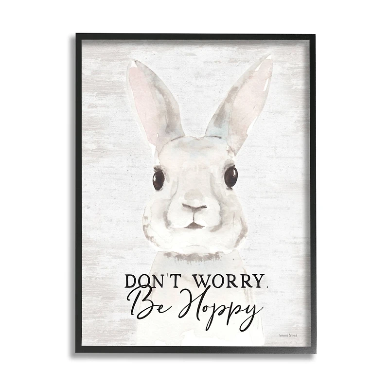 Stupell Industries Don't Worry Be Hoppy Easter Bunny Rabbit Pun Framed Giclee Art