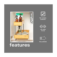 Household Essentials Glidez Steel & Bamboo Slide-Out 2-Tier Storage Organizer
