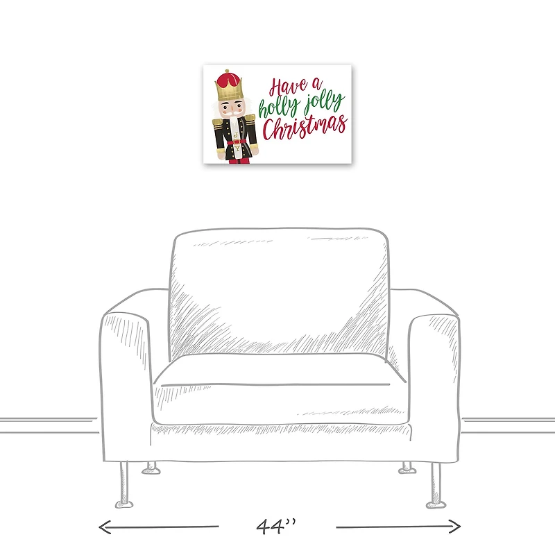 Holly Jolly Nutcracker 18x12 Canvas Wall Art